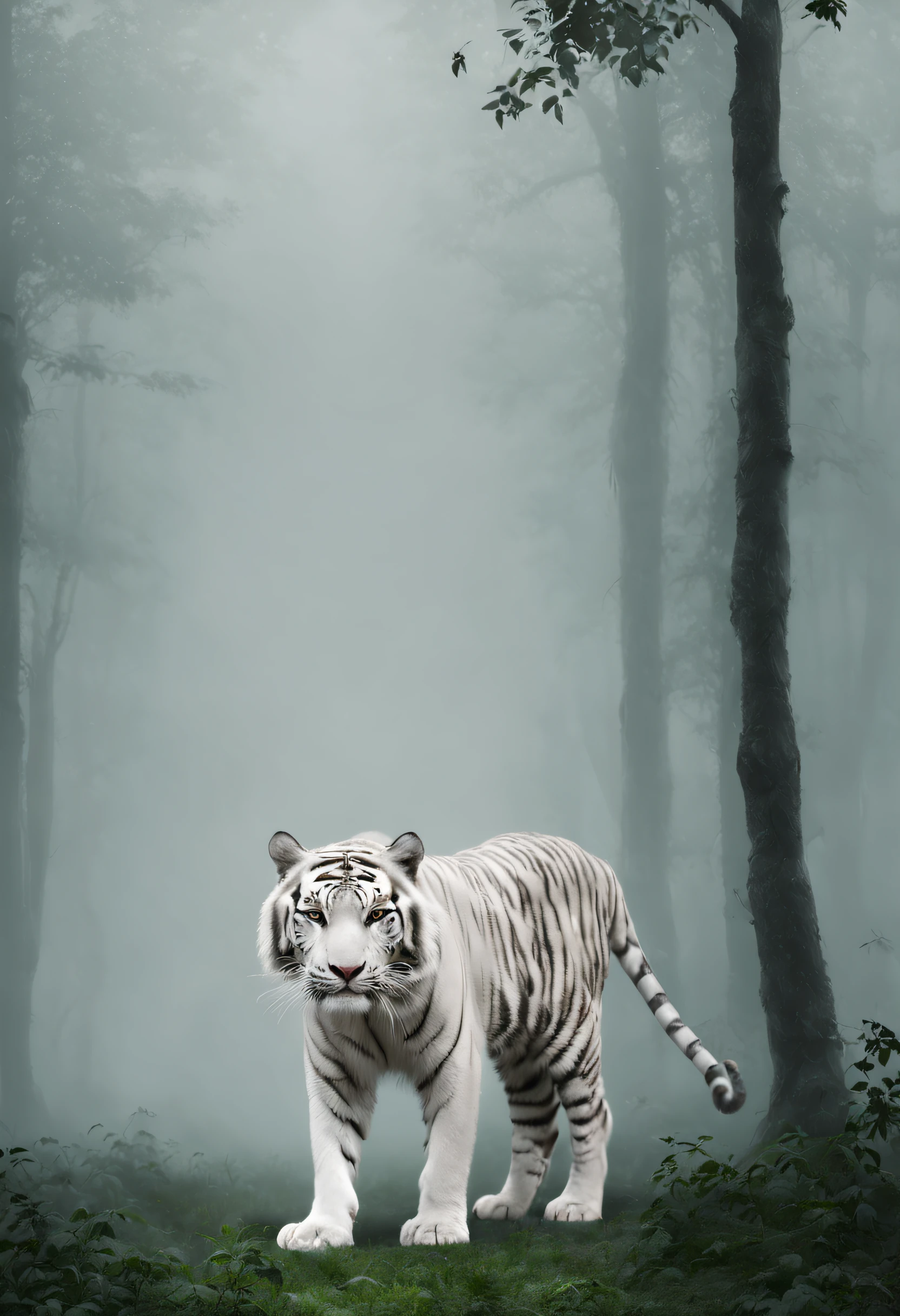 White Tiger Forest in the Fog--ar 2:3 --c 30 --v 4