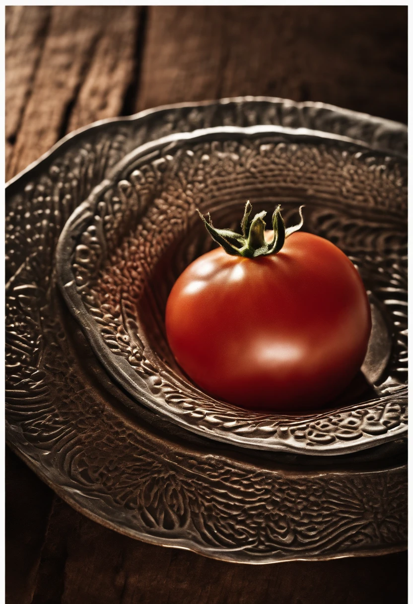 A close-up shot of a sliced tomato, revealing the intricate pattern of seeds and the vibrant red flesh, creating a visually detailed and appetizing image.