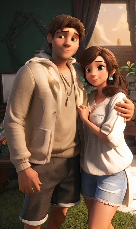 Realistic high quality lovely couple 3D pixal art