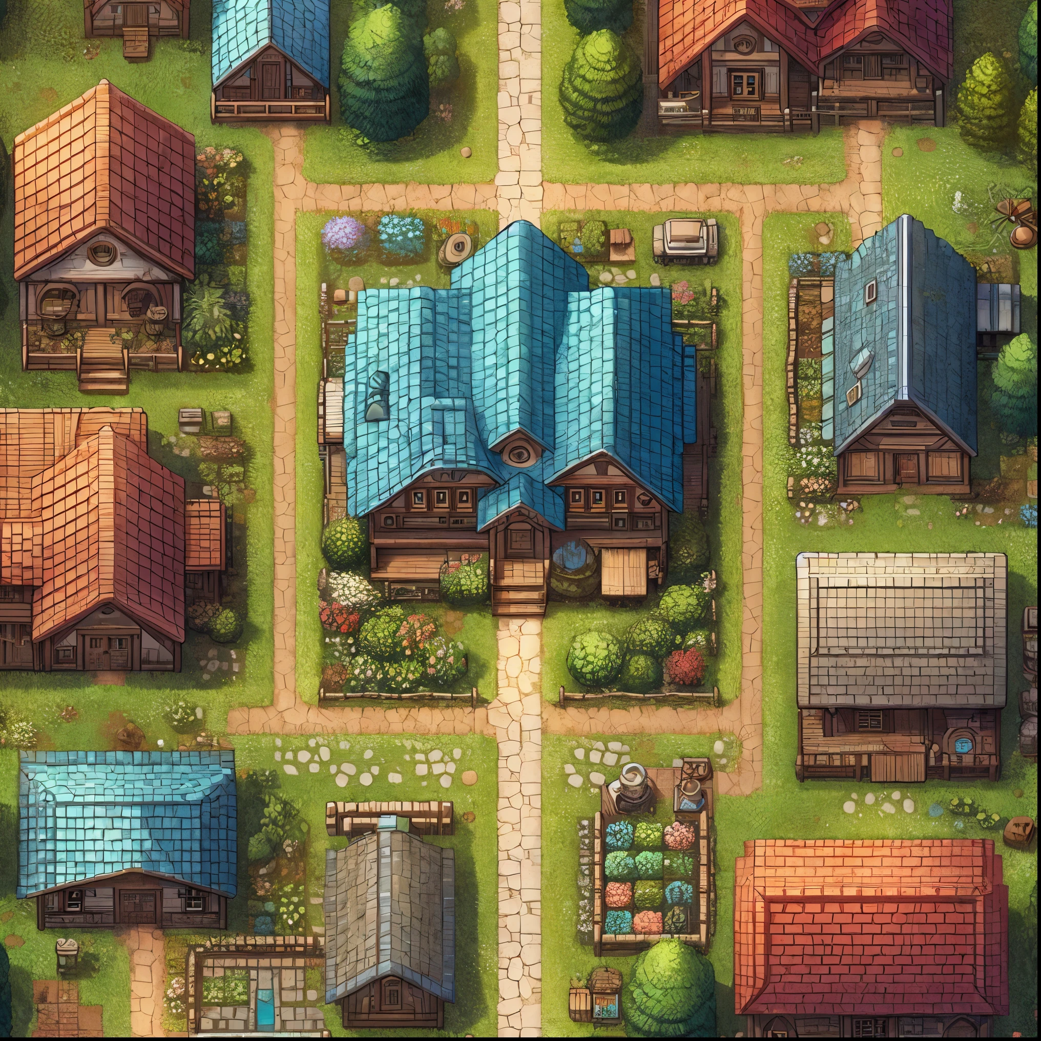 a close up of a small town with a lot of houses, cottage town, town background, town center background, detailed game art, beautiful detailed pixel art, small town surrounding, ultra detailed game art, isometric 2 d game art, made in rpg maker, small village, quaint village, village in the woods, isometric game art, detailed pixel art