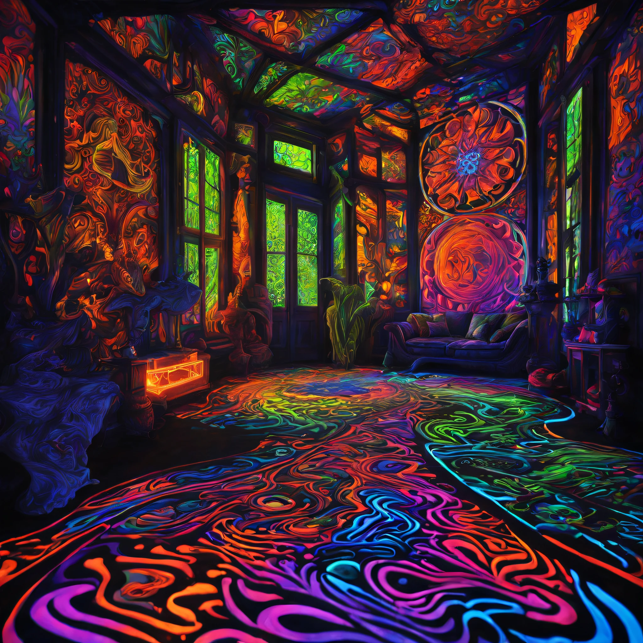 black light art, black light and art, ultraviolet responsive, Psychedelic, tmasterpiece, incredibly beautiful, black light art