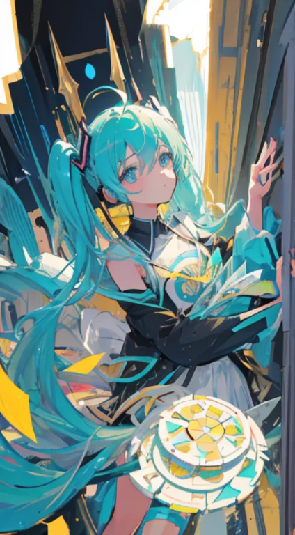 hatsune miku,Detailed Face, Light vintage color,planar, RISO Print Style,illustartion,Adols,Leave empty space,Low saturation,Individually organized,hight resolution, comic book character, comic, high quality detailed, style of ::2.0 comix illustration style,tatoon style, hiquality, hight resolution, detail enhancement, 8K, HD, Best Quality, hiquality, hight resolution, detail enhancement, 8K, HDR, sharp-focus, Ultra Detailed, perfect lighting