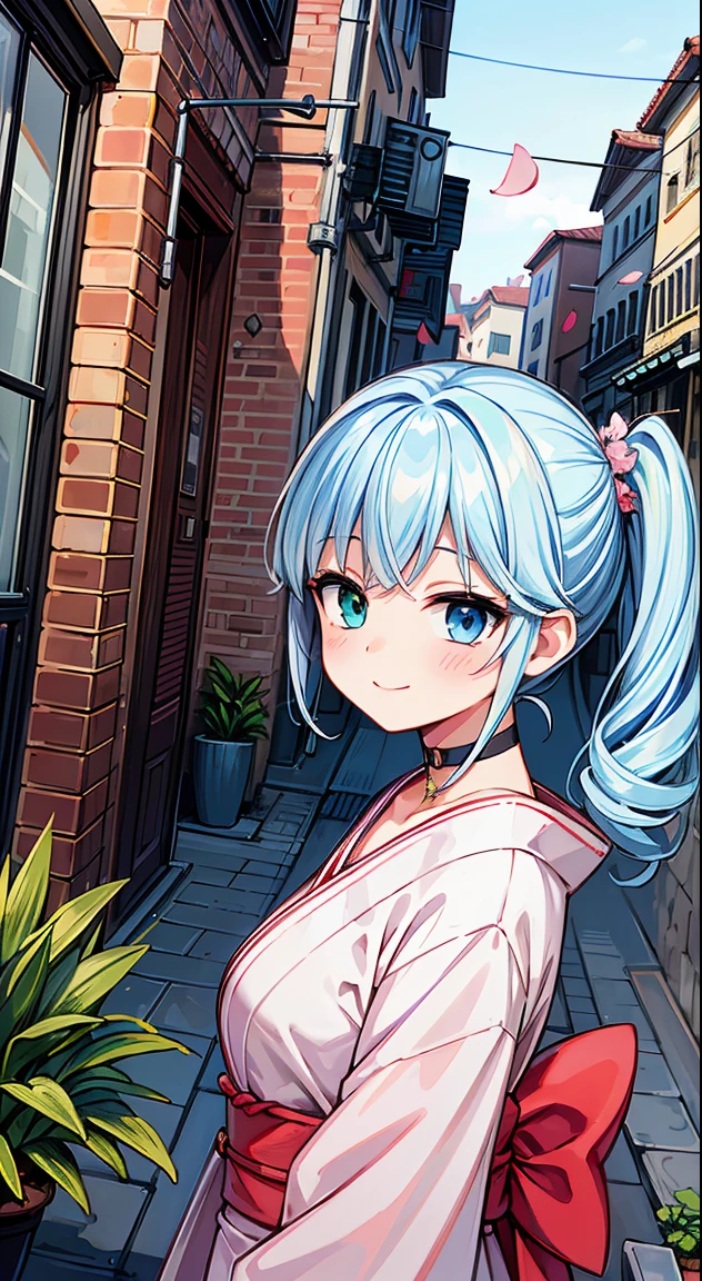 (Absurd realistic structure details),(High resolution complex and detailed text quality),(High-resolution microstructure、High Poly 3D Rendering Correction),Methods of geometry,Careful explanatory anatomy, 

BREAK,



1 beautiful girl, 1 person,Solo,(Cute:1.5),(Chibi:0.6),(kawaii:1.5),(Lori:0.5),( girl),Very detailed,colourfull,highest details,Clear skin,Beautiful skin,Shy,Very detailed,colourfull,highest details,Clear skin,Beautiful skin,Shy skin,1 beautiful girl,{Heterochromia,pale blue eyes,pale green eyes:1.9},star eye silhouette, BREAK,(pale blue hair, Medium length:1.4),(Side Ponytail,A little curly hair,Single-sided twisted blade,Princess Cut:1.3),(cleavage of the breast,Large breasts,Beautiful , gleaming skin,Clear skin, Beautiful skin,(best quality face),(Top quality glowing eyes), (The best smile,Doya face:1.45),  BREAK (Pink Theme:1.4), (Vivid colors:1.3),  (ivory kimono, floor length kimono), Shining effect on hair, Soft smile, (Closed eyes:0.7), Looking at Viewer, Sparkle effect, random colored petals, Many petals, Fluttering petals, prismatic effects,

BREAK,(early evening),Walking,a closed mouth,(architecture, building, Choker, city, Cityscape, Outdoors, potted plant,Street, Town:1.55), Waterfall,depth of fields,

 BREAK,wakame,wakame,wakame,(Dynamic Angle:1.4), 

BREAK,(Blurry background:1.3),(absurderes, hight resolution, Super Detail Art),cel shading,Clear Color, Lonely optical effect, Beautiful pictures, Bright glow, mystic atmosphere,(Close-up of girl:1.1), Mystical light particle effect,manga influence, clean line drawings,