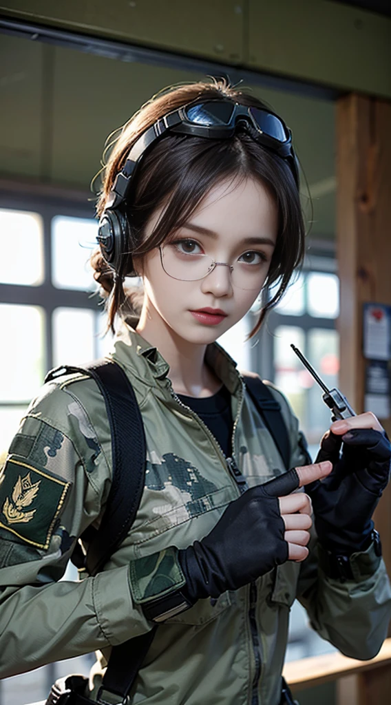 assault_rifle,Blurry,Blurry_Background,Blurry_Foreground,Pit Bull,Farbe_aberration,Depth_in the_field,fingerless_mitts,mitts,goggles,goggles_SUI_Head,headset on head,Heckler_&_cook,helmets,Holding_gun,Holding_arma,Military,exercise_bblurry,multiple_Boys,multiple_Girls,Photo_(mediating),Realistic,soldier,Solo_Focus,suppress,trigger_discipline,uniform,arma,masterpiece,tmasterpiece,hight resolution,high quarity,Photos are ok,((Commando,camouflage uniform)),Face the lens,Heroic look
