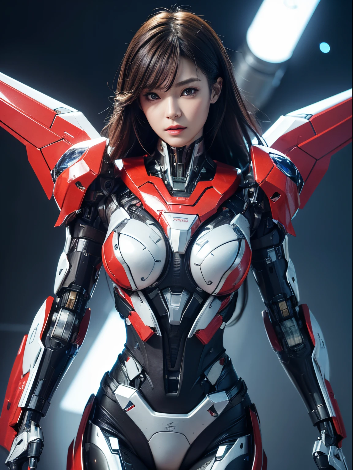 Textured skin, Super Detail, high details, High quality, Best Quality, hight resolution, 1080p, hard disk, Beautiful,(Elita One),beautiful cyborg woman,Mecha Cyborg Girl,Battle Mode,Girl with a Mecha Body,She wears a futuristic Transformers mech,Fulll body Shot,A powerful cyborg woman, sleek and futuristic, with advanced mechanical augmentations that enhance her strength and capabilities.