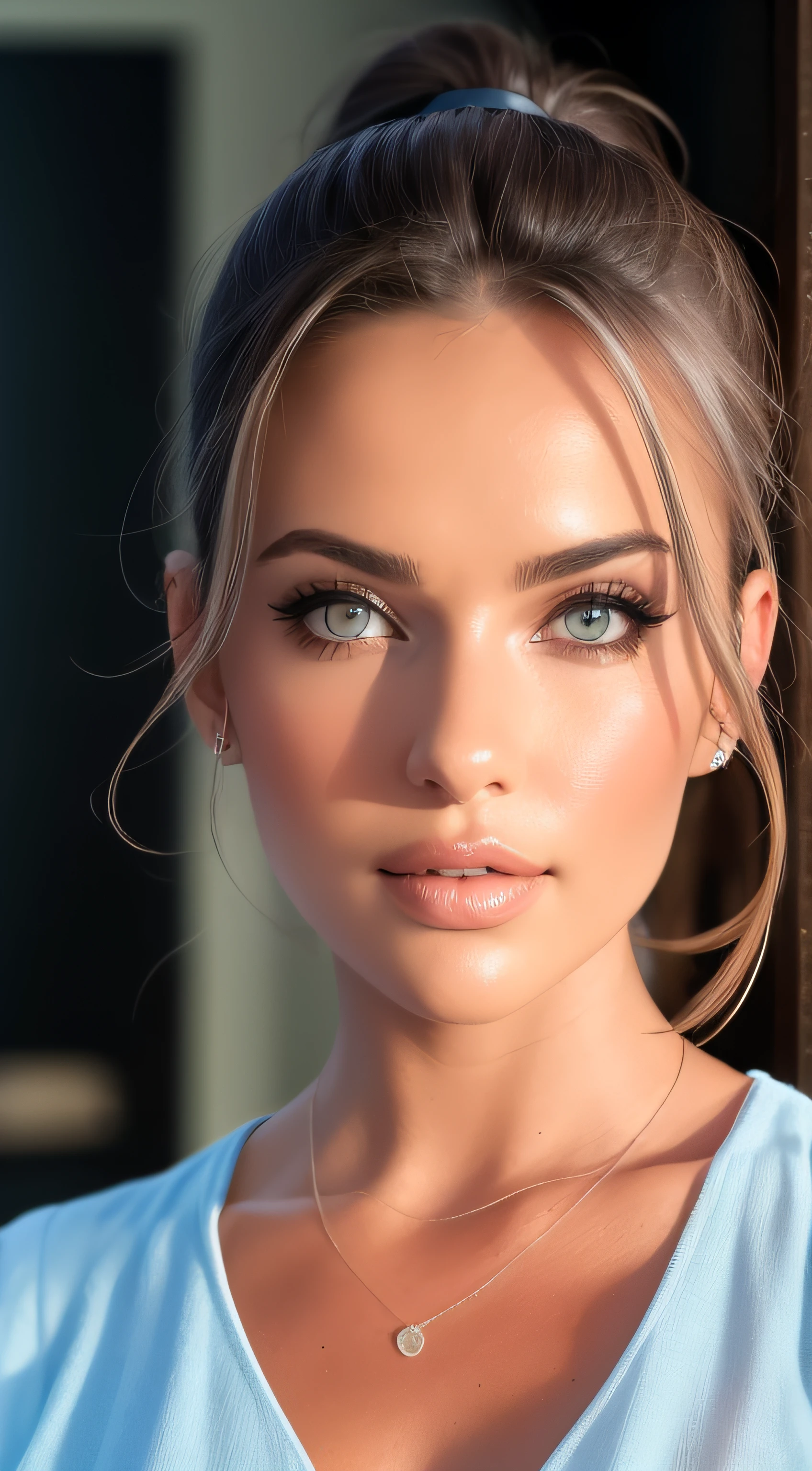 (best quality,4k,8k,highres,masterpiece:1.2),ultra-detailed,(realistic,photorealistic,photo-realistic:1.37),portrait, Izabela ion ,beautiful detailed eyes,beautiful detailed lips,extremely detailed face,long eyelashes, sexy,soft lighting,subtle background,professional photography,vivid colors full body Izabela Ion, kidnapped by a fan, blushing face (ponytail) full body