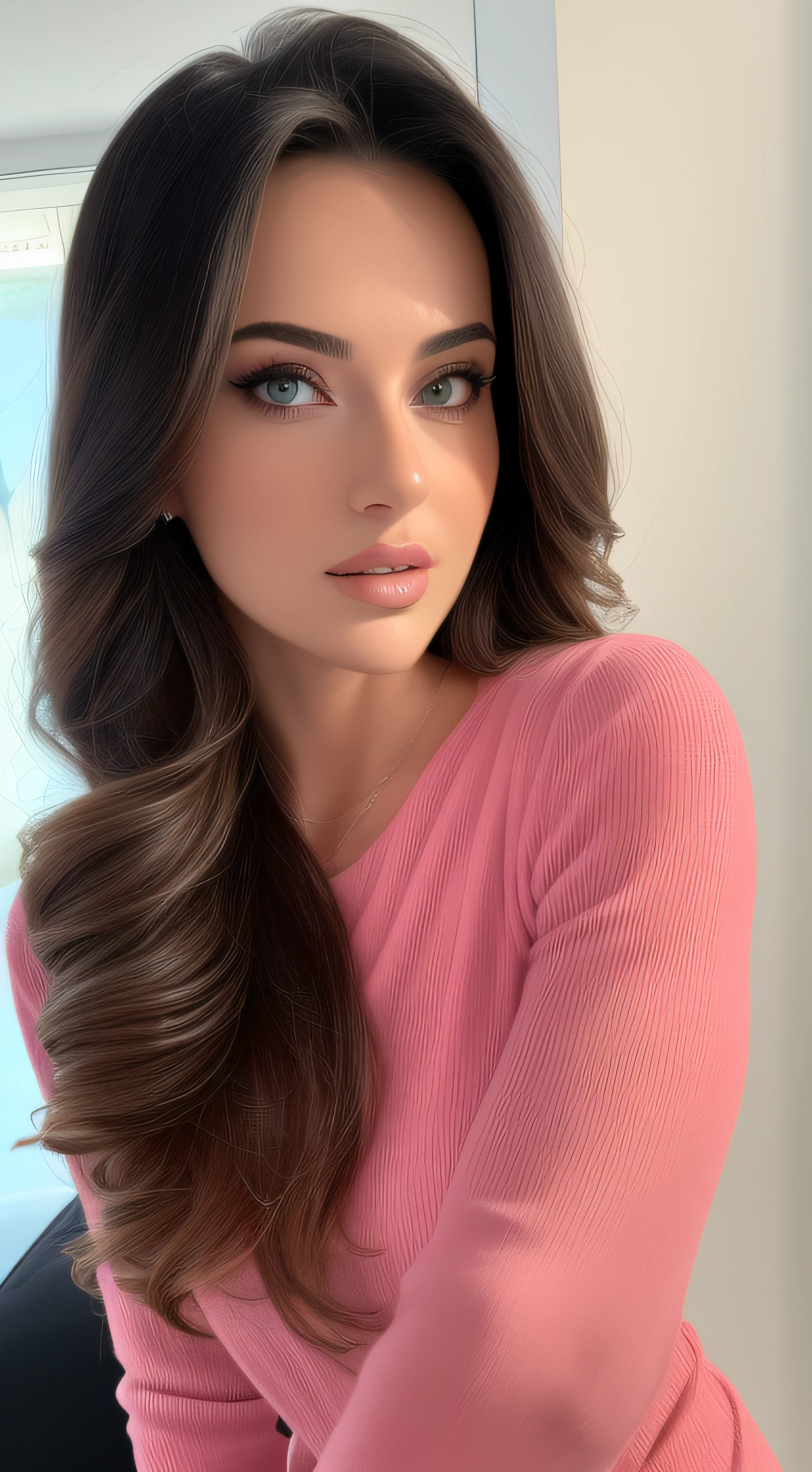 (best quality,4k,8k,highres,masterpiece:1.2),ultra-detailed,(realistic,photorealistic,photo-realistic:1.37),portrait, Izabela ion ,beautiful detailed eyes,beautiful detailed lips,extremely detailed face,long eyelashes, sexy,soft lighting,subtle background,professional photography,vivid colors full body Izabela Ion, kidnapped by a fan, blushing face (black hair) full body