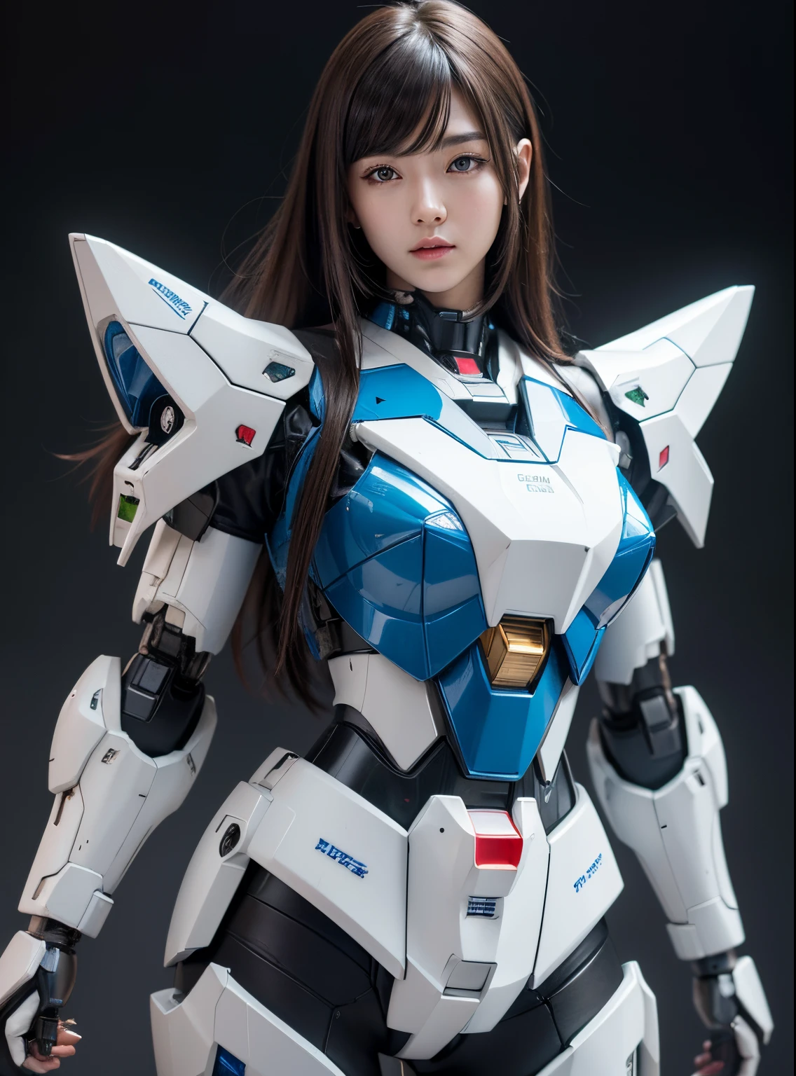 Textured skin, Super Detail, high details, High quality, Best Quality, hight resolution, 1080p, hard disk, Beautiful,(Gundam),beautiful cyborg woman,Mecha Cyborg Girl,Battle Mode,Girl with a Mecha Body,She wears a futuristic Gundam mecha,Fulll body Shot