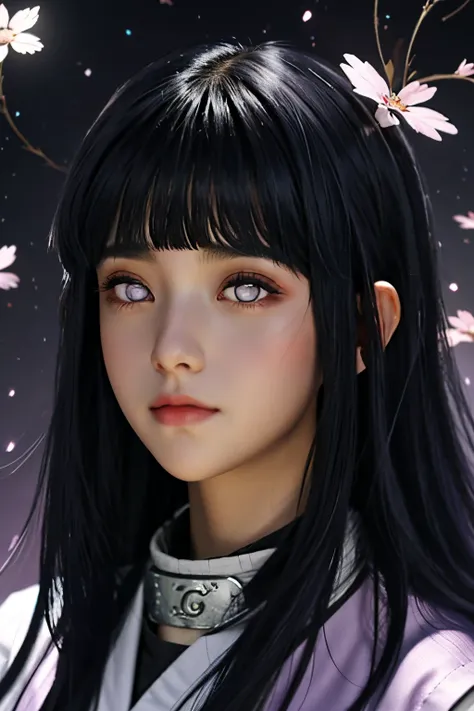 ((obra-prima)), digital art, alta resolução, hyuuga hinata, cabelo longo, long hair, hinata hyuuga, art realista, olhos lilases,...