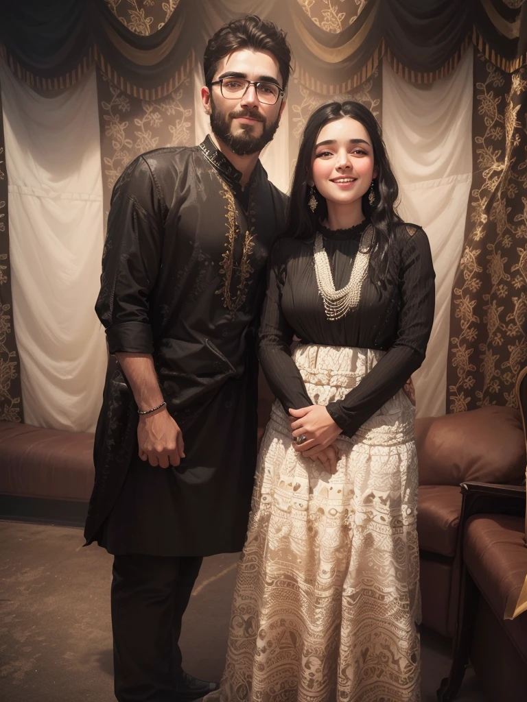 Jesus Christ hugs a girl wearing a beautiful dress with short black hair and they smile ،Ultra realistic portrait, beautiful realistic face cute smile
