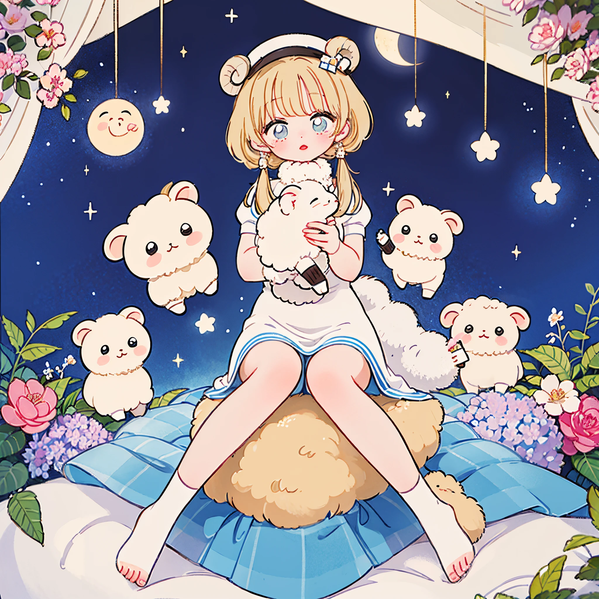 Masterpiece, best quality, high quality, ultra detailed, 🍼🍼🐑🌙🍼🍼