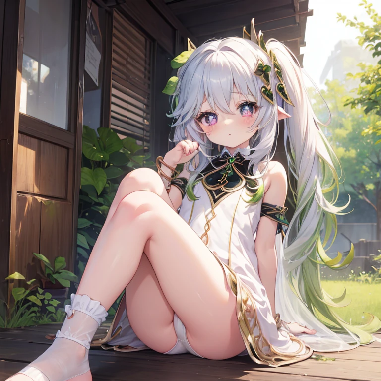 Best Quality, (cute petit girl:1.3), flat chest,Beautiful pink eyes、Lori、(Cuteness beyond limits),(bend knee),lovely thighs,is crying、(White underwear:1.3)、Hentai Pose、blazers