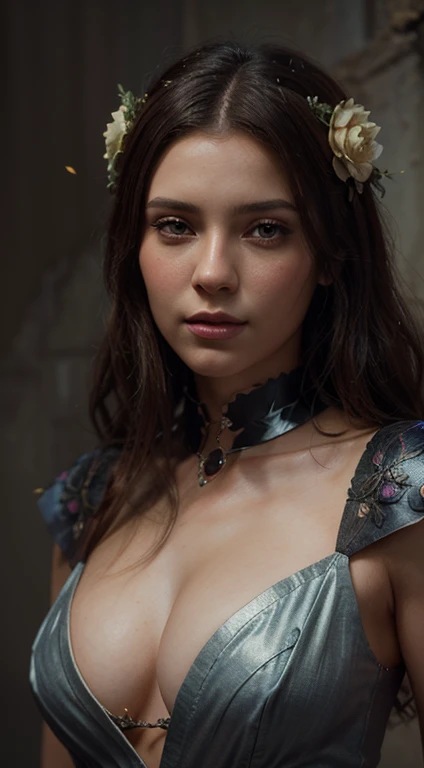 Great plan for a woman with a couronne of flowers on the back, detailed matte fantasy portrait, stunning digital illustration, cgsociety portrait, Artgerm. High detail, beautiful digital illustration, beautiful fantasy art portrait, Fantastic art portrait, Detailed beauty portrait, Portrait de concept art fantastique, beautiful digital artwork, artgerm portrait, Alexandra Fomina Artstation