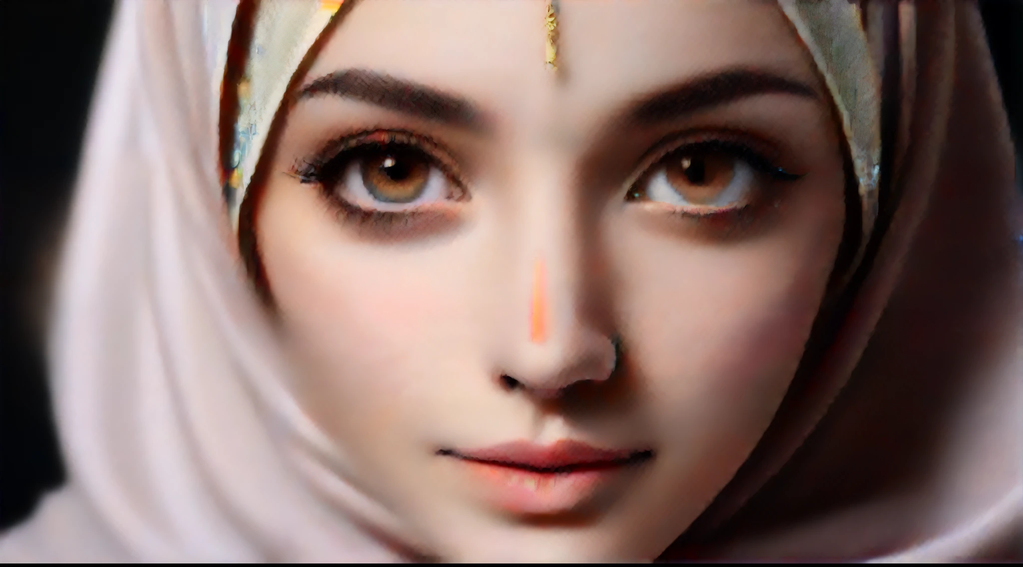 best quality, masterpiece, highres, (moslem female dress:1.4), necklace, Beautiful face, (upon body from head to waist:1.37), tyndall effect, photorealistic, dark studio, rim lighting, two tone lighting, 8k uhd, dslr, soft lighting, high quality, volumetric lighting, candid, Photograph, high resolution, 4k, 8k, Bokeh, (hyperrealistic girl), (illustration), (high resolution), (extremely detailed), (best illustration), (beautiful detailed eyes), (best quality), (ultra-detailed), (masterpiece), (wallpaper), (photorealistic), (natural light), (rim lighting), (detailed face), (high detailed realistic skin texture), (anatomically correct), (solo), (1 girl), (heterochromic eyes), (detailed eyes), (sparkling eyes), (long legs), (dynamic pose), (concentrated expression), (wearing hijab:1.4), (moslem headscarf:1.37), reading glasses.