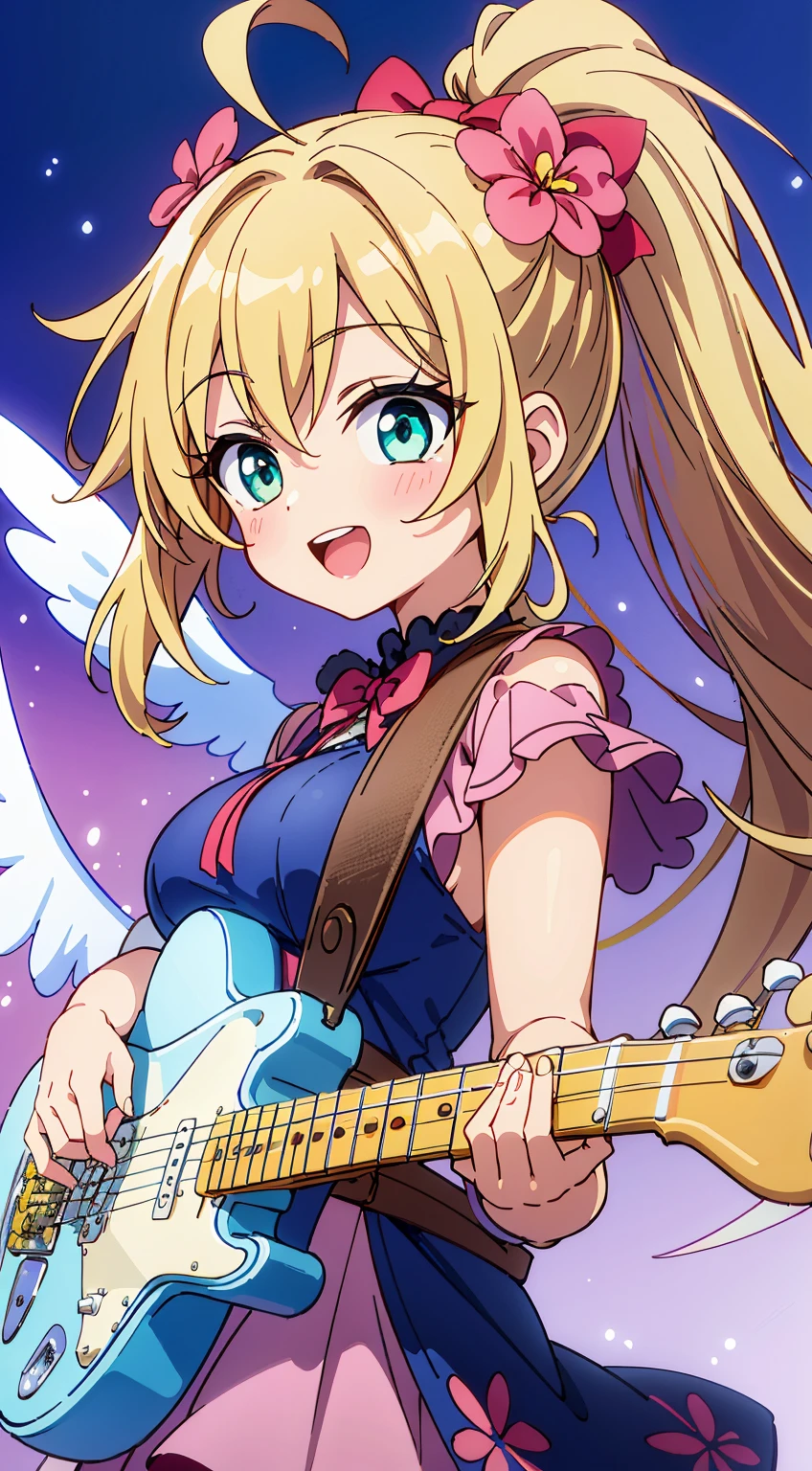 (Absurd realistic structure details),(High resolution complex and detailed text quality),(High-resolution microstructure、High poly 3 boobs boobs boobs boobs boobs boobs D rendering correction),Methods of geometry,Careful explanatory anatomy,
BREAK,
1 beautiful girl, girl with, (Cute:1.5),(Chibi:0.5),(kawaii:2.0),(Lori:2.0),(12 year old girl),(large full breasts:1.65),(Ahoge,High Ponytail,Blonde hair, blue bow, Green eyes,eyebrows visible through hair,side locks,Parted bangs,Long hair, Hair Flower, Hair Ornament, Curly hair,Bow:1.4),:D,(Angel,White feathers, one white winged, Angel wings,Spread wings, Glowing wings),pitt \(??? Icarus\),gleaming skin, Clear skin, shining beautiful skin, Open mouth,Smile, Solo, tusk, Upper teeth,(long eyelashes, Double eyelids:1.2),Solo,gleaming skin, Clear skin, Beautiful skin,(best quality face),(Top quality glowing eyes),(The best smile,Doya face:1.45),, BREAK (Pink Theme:1.4), (Vivid colors:1.3),,(Feminine dresses, with floral pattern:1.2),tie,(lace-up boots:1.1),
BREAK,(during daytime),Walking,a closed mouth,(Live Stage, Playing the guitar, electronic guitar, Fender Stratocaster:1.55), Waterfall,depth of fields,
BREAK,wakame,wakame,wakame,(Dynamic Angle:1.4),
BREAK,(Blurry background:1.3),(absurderes, hight resolution, Super Detail Art),cel shading,Clear Color, Lonely optical effect, Beautiful pictures, Bright glow, mystic atmosphere,(Close-up of girl:1.1), Mystical light particle effect,manga influence, clean line drawings, ,