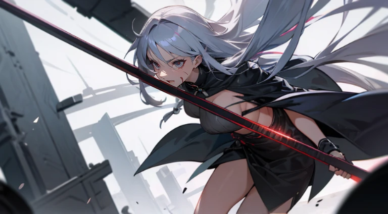 Silver-haired beauty　length hair　huge tit　burn scar　ruins　bloods　loimu　fumo　Broken weapons