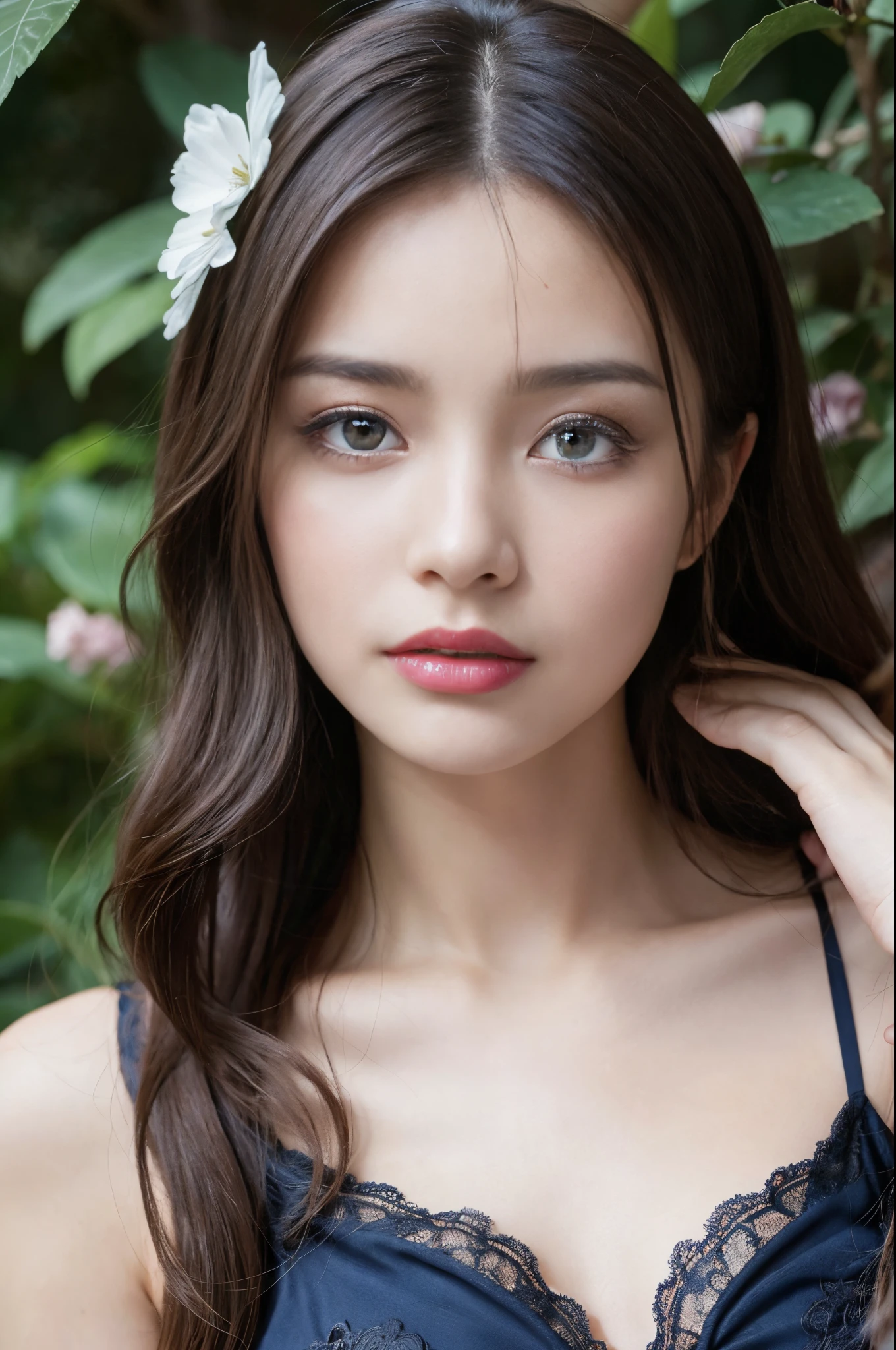 [Zoom on Face] [[close mouth]] [don't show tooths) 20yo russian version of Adriana Lima, little freckle, not smile, green eyes