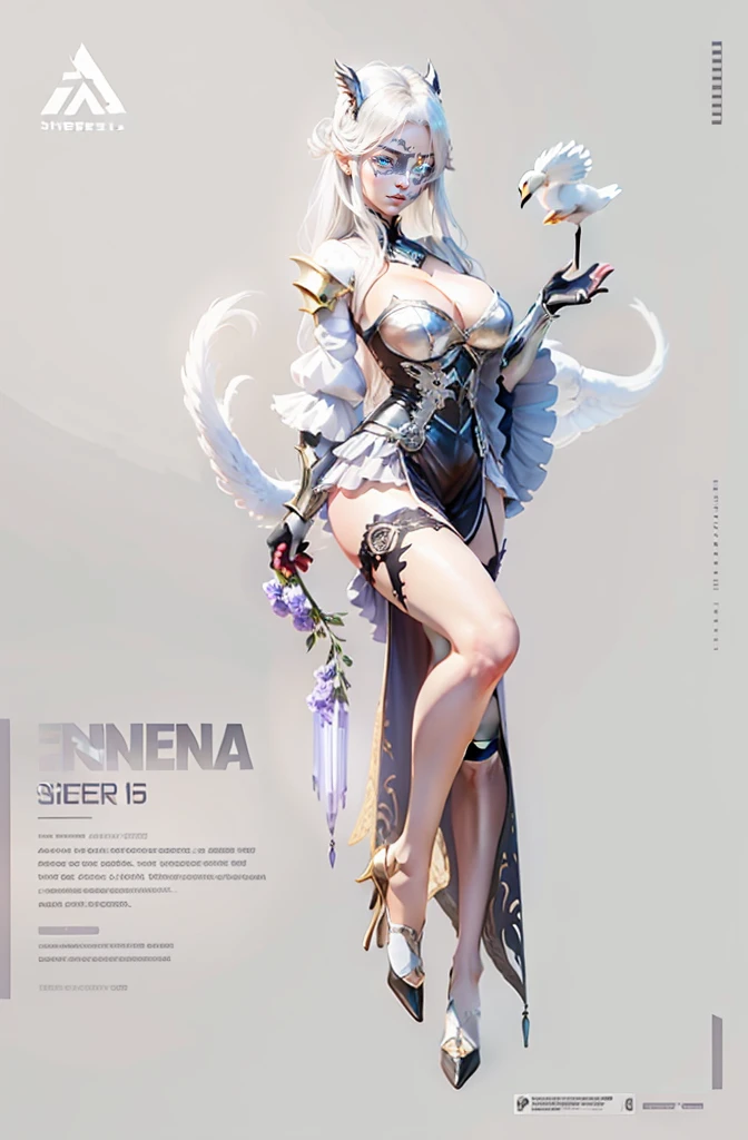 silber hair,Endless realism, cel shadow,,character sheets, reference sheet, Standing picture, 8K, super detailing, 1080p, Women HD,femele, 16k, A high resolution, Best quality at best, high qulity, Anatomically correct, tmasterpiece, acurate, hyper HD,as elegant as a swan,unreal-engine, Ghibli-style colors, Anime Big breasts, Standing picture, angle of view,battle armor,ssee-through,Lace skirt
