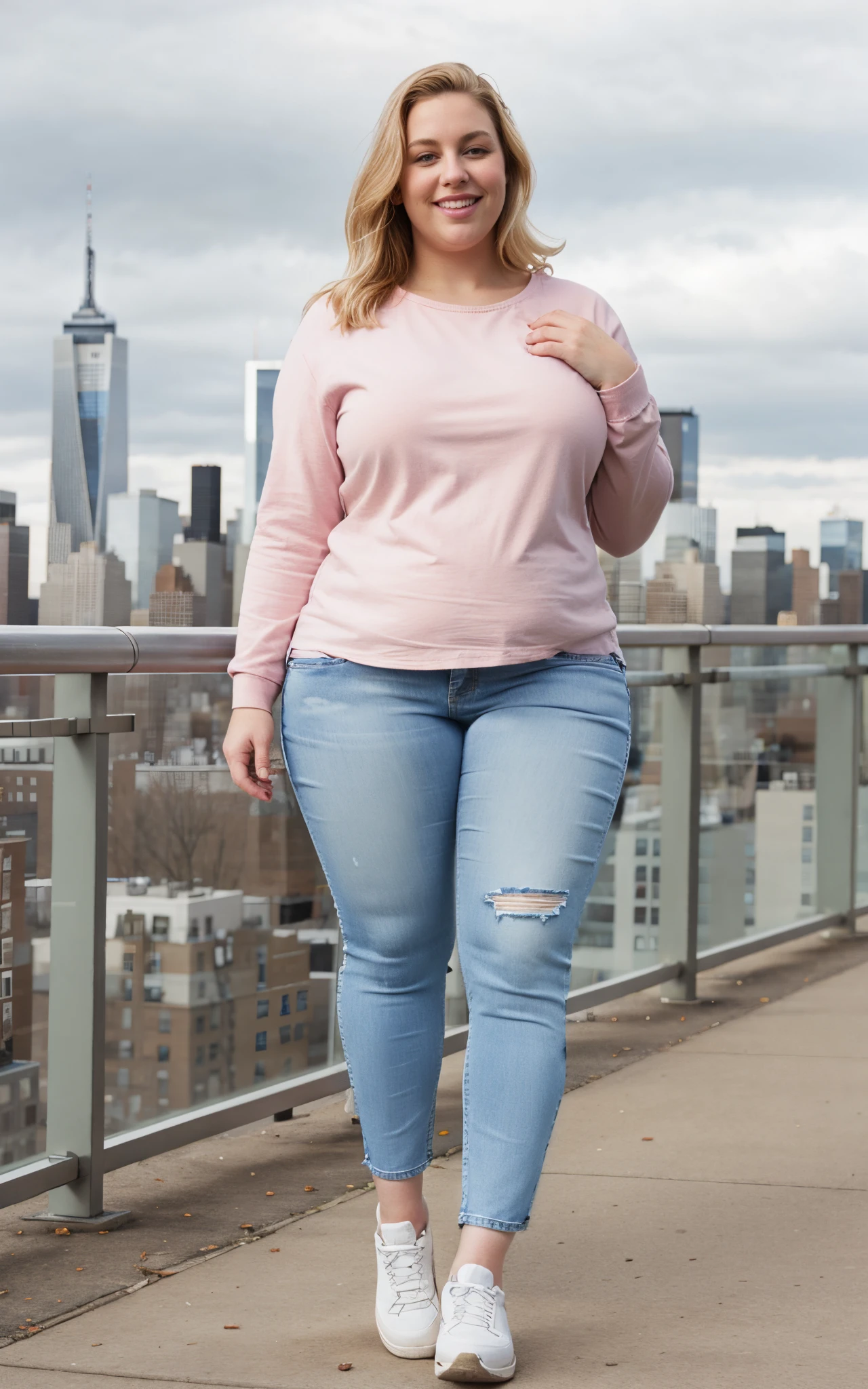 Denim trousers，thick leg，fatness