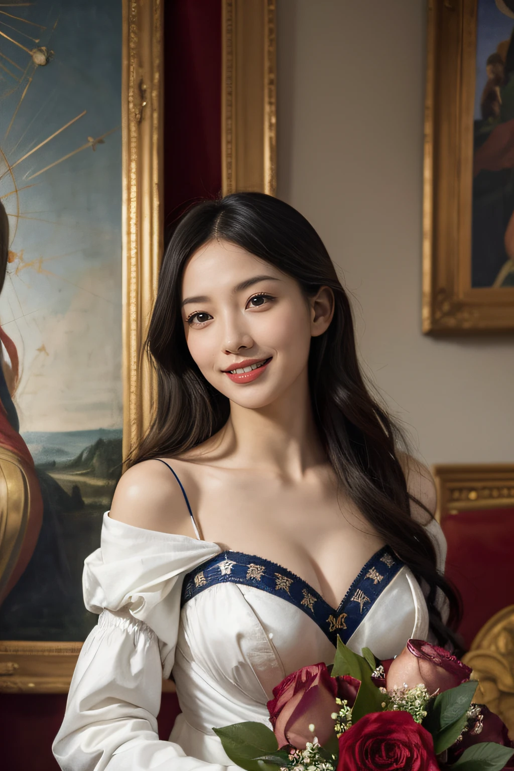 seduces,Spoiled look,Geometry,astronault,quantum mechanics,Math,Astronomical machinery,astronault.Roses in a vase.fruits,Colossal tits,A smile.Ancient Greek costumes,Paintings by Sandro Botticelli。Costume with stretched shoulders,huge smile,Chiaroscuro of Caravaggio,Cute smile, Expression of ecstasy,A sexy,Smile with joy