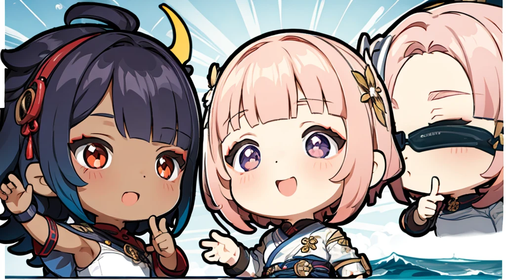 chibi, upper body, big head, laught, character traits
