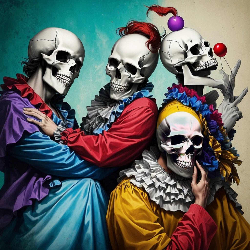 A skull and the clown will never understand each other,
Um quer a morte do outro, but they will both die story format
