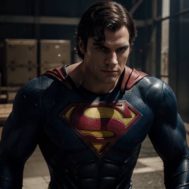 Henry cavil.,realistic, superman, black suit, 4k
