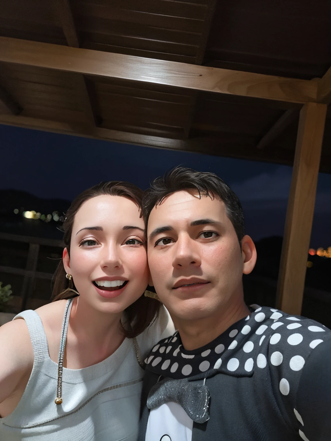 there is a man and woman posing for a picture together, Fotografia selfie 8k, Casal feliz, vacation photo, Postagem no Reddit, Fotografia tirada em 2 0 2 0, Noite!, imagem de perfil, 3 0 anos de idade mulher, Mulher de 30 anos, at night, Sakimichan e Frank Franzzeta, 3 0 anos mulher, photo taken at night