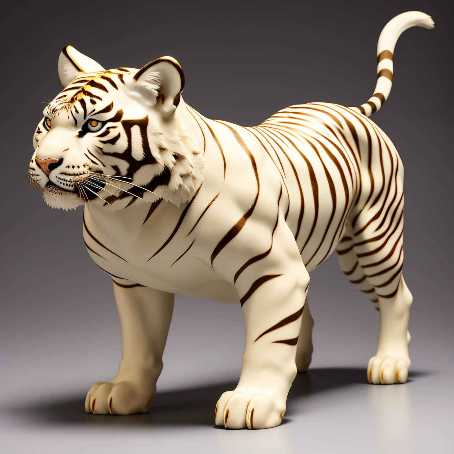 1 Ivory Gold Ceramic White Tiger,eBlue eyes,Best quality at best,tmasterpiece,超高分辨率,