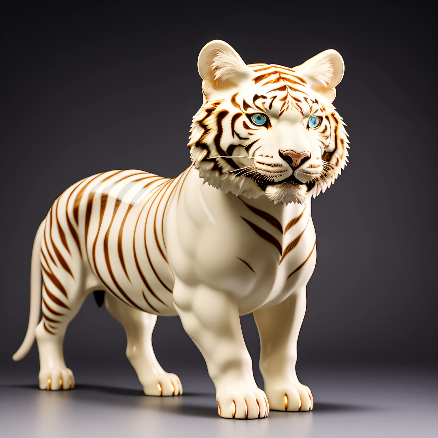 1 Ivory Gold Ceramic White Tiger,eBlue eyes,Best quality at best,tmasterpiece,超高分辨率,
