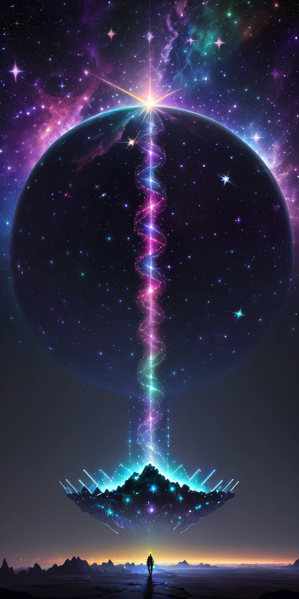 (Starlight Art:1.5),Dreams of happiness,bismuth,is very beautiful,inspiring,Iridescent,Suggestive digital art,lavishly decorated,Bio-luminescence,ellegance,Picturesque,hyper-detailing,Exquisite;复杂、surreal concept art,aesthetics,Fluency,Complex abstract starry sky,professional,tmasterpiece,8k,UHD resolution,Best quality at best,epic surrealism,epic happy fantasy,epic starlight art,Epic future science fiction art,Epic starlight digital illustration