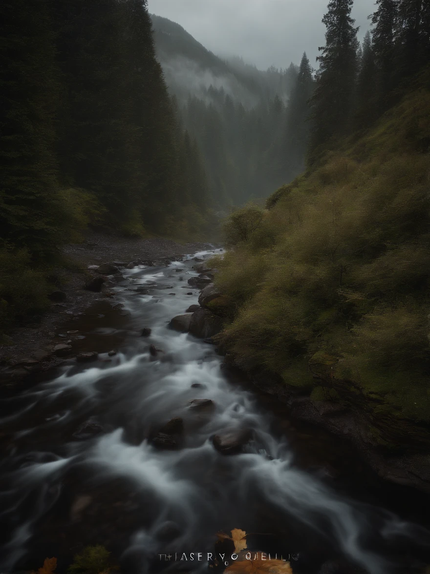 (8k, RAW photos, highest quality, masterpiece: 1.7), (Realistic, Photorealistic: 1.25), Camping in places with rivers and mountains on rainy days