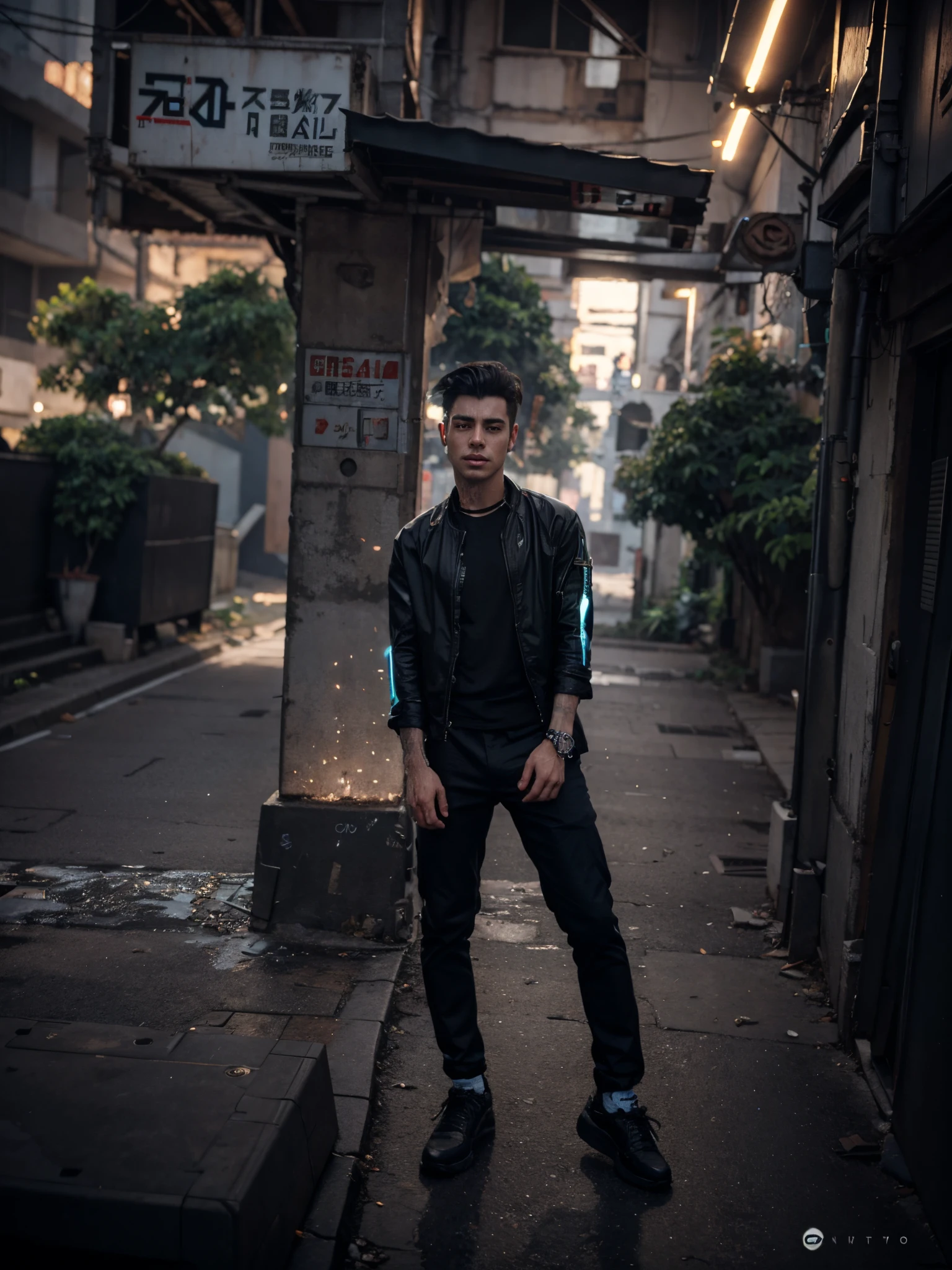 Change background cyberpunk handsome boy realistic face 8k ultra realistic