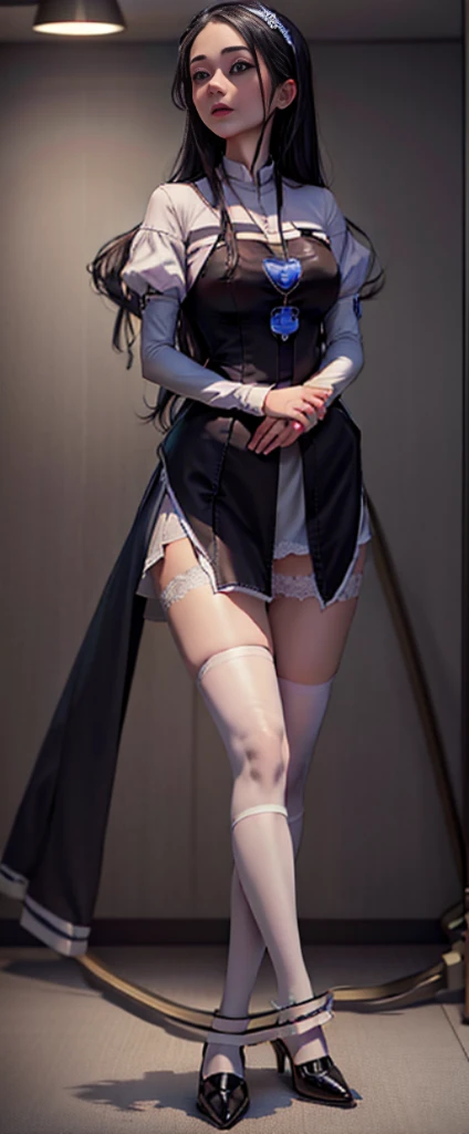 Works of masters，best images quality，nurse woman，student clothes，over knee socks，high-heels，Raised sexy，plum，Lace