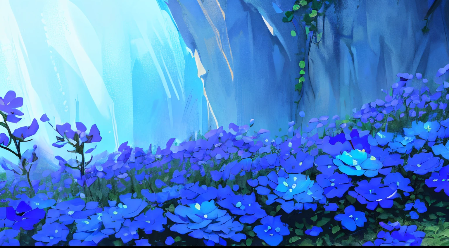 Background blue, blue flowers, witchcraft, Dark Fantasy,
