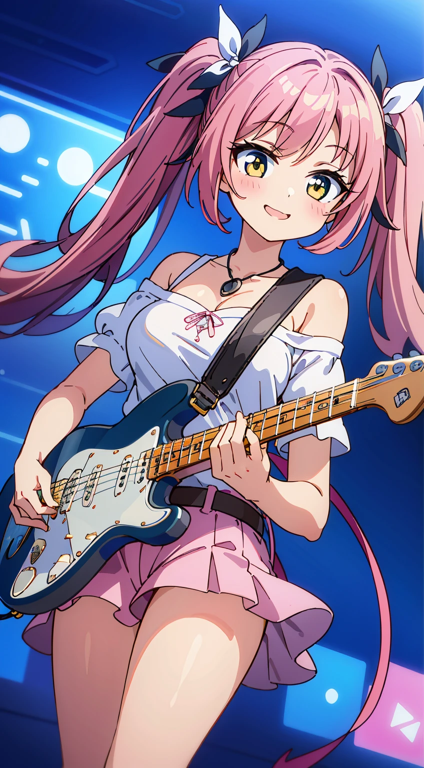 (Absurd realistic structure details),(High resolution complex and detailed text quality),(High-resolution microstructure、High poly 3 boobs boobs boobs boobs boobs D rendering correction),Methods of geometry,Careful explanatory anatomy,
BREAK,
1 beautiful girl, Solo,(Cute:1.5),(Chibi:0.8), (kawaii:1.5),(Lori:0.5), BREAK, (girl, Cute, Cheerful, face, medium breasts:1.2),(Pink hair,disheveled short twin tails,tareme,Gold eyes:1.2),gleaming skin,Clear skin, cleavage of the breast,Beautiful , gleaming skin,Clear skin, Beautiful skin,( A smile:1.5),(best quality face),(Top quality glowing eyes), (The best smile,Doya face:1.45), BREAK (Pink Theme:1.4), (Vivid colors:1.3), (off shoulder shirt, White shirt, Puffy Short Sleeves:1.3), Belt bag,(Skirt, with floral pattern:1.2),tie,(lace-up boots:1.1)
BREAK,(during daytime),Walking,a closed mouth,(Live Stage, Playing the guitar, electronic guitar, Fender Stratocaster:1.55), Waterfall,depth of fields,
BREAK,wakame,wakame,wakame,(Dynamic Angle:1.4),
BREAK,(Blurry background:1.3),(absurderes, hight resolution, Super Detail Art),cel shading,Clear Color, Lonely optical effect, Beautiful pictures, Bright glow, mystic atmosphere,(Close-up of girl:1.1), Mystical light particle effect,manga influence, clean line drawings, ,