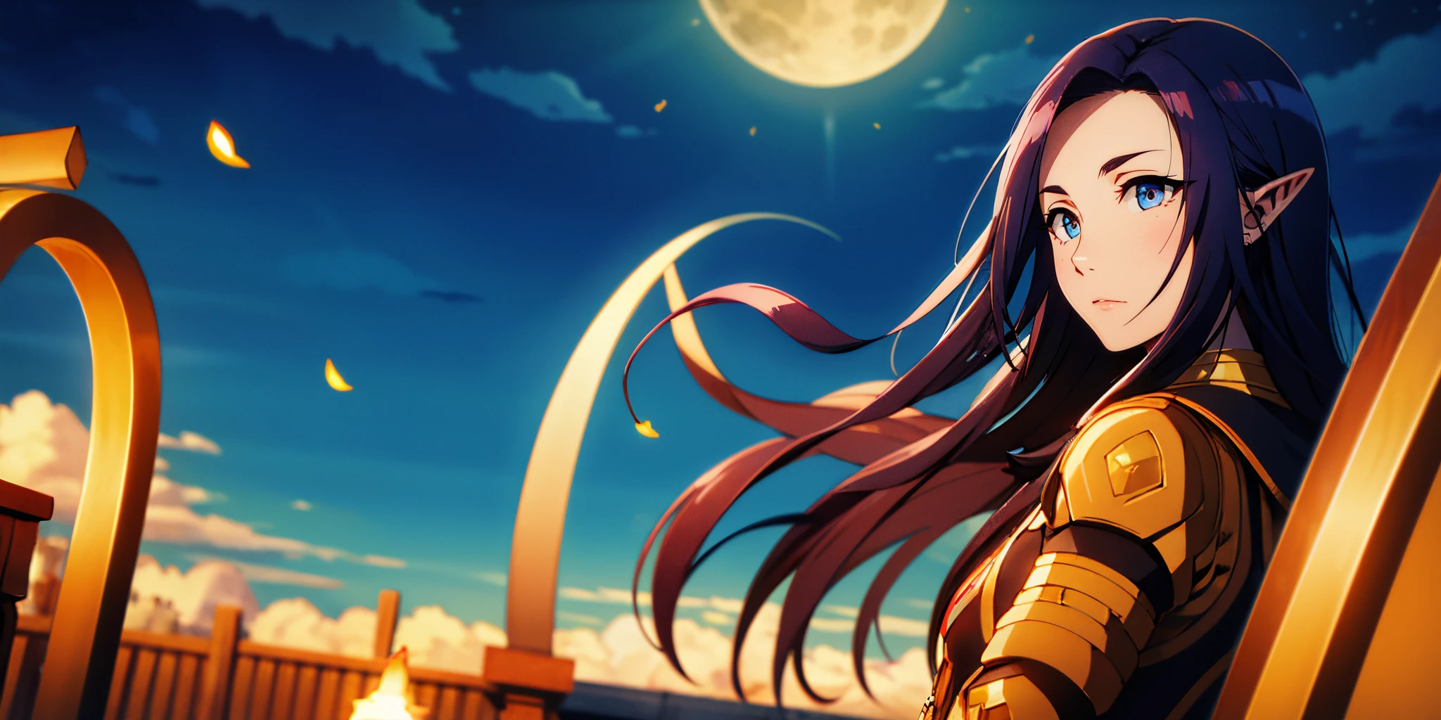 The mature girl, Wide Shot, on the back, long flowing hair sits on a swing with a sparkling lake behind her on the back, pointy ears, elf, moonlight spills on the lake, surrounded by forests and fireflies flying, night light, night, masterpiece, best quality, high detailed, (masterpiece,best quality:1.5), "Photorealistic, Hyperrealistic, Hyperdetailed, analog style, soft lighting, subsurface scattering, realistic, heavy shadow, masterpiece, best quality, ultra realistic, 8k, golden ratio, Intricate, High Detail, film photography, soft focus"