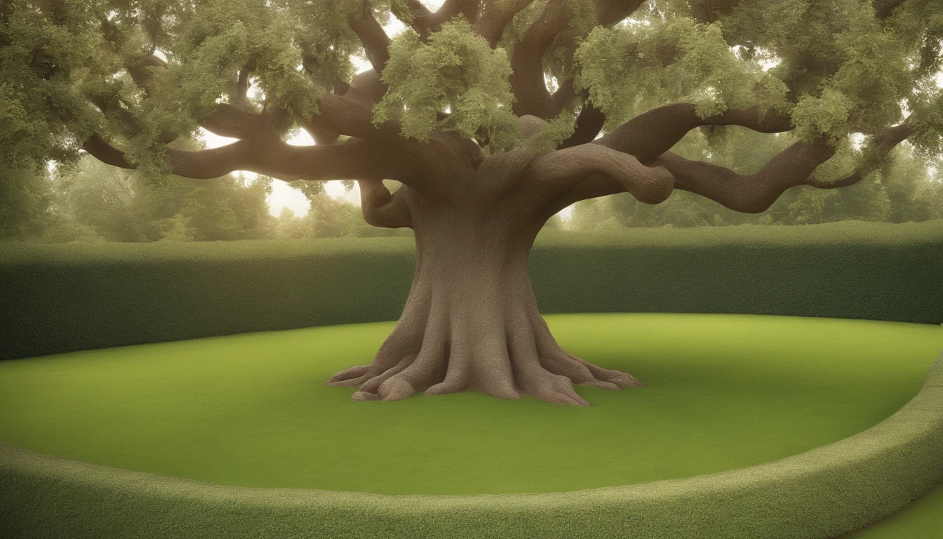 a pixa Disney cartoon cover of biblical times; the tree of life in the middle of a very beautiful garden, with very beautiful fruits, no roads just a tree in the middle, 3D, animation film, animated film still, rendered in corona, epic illumination.