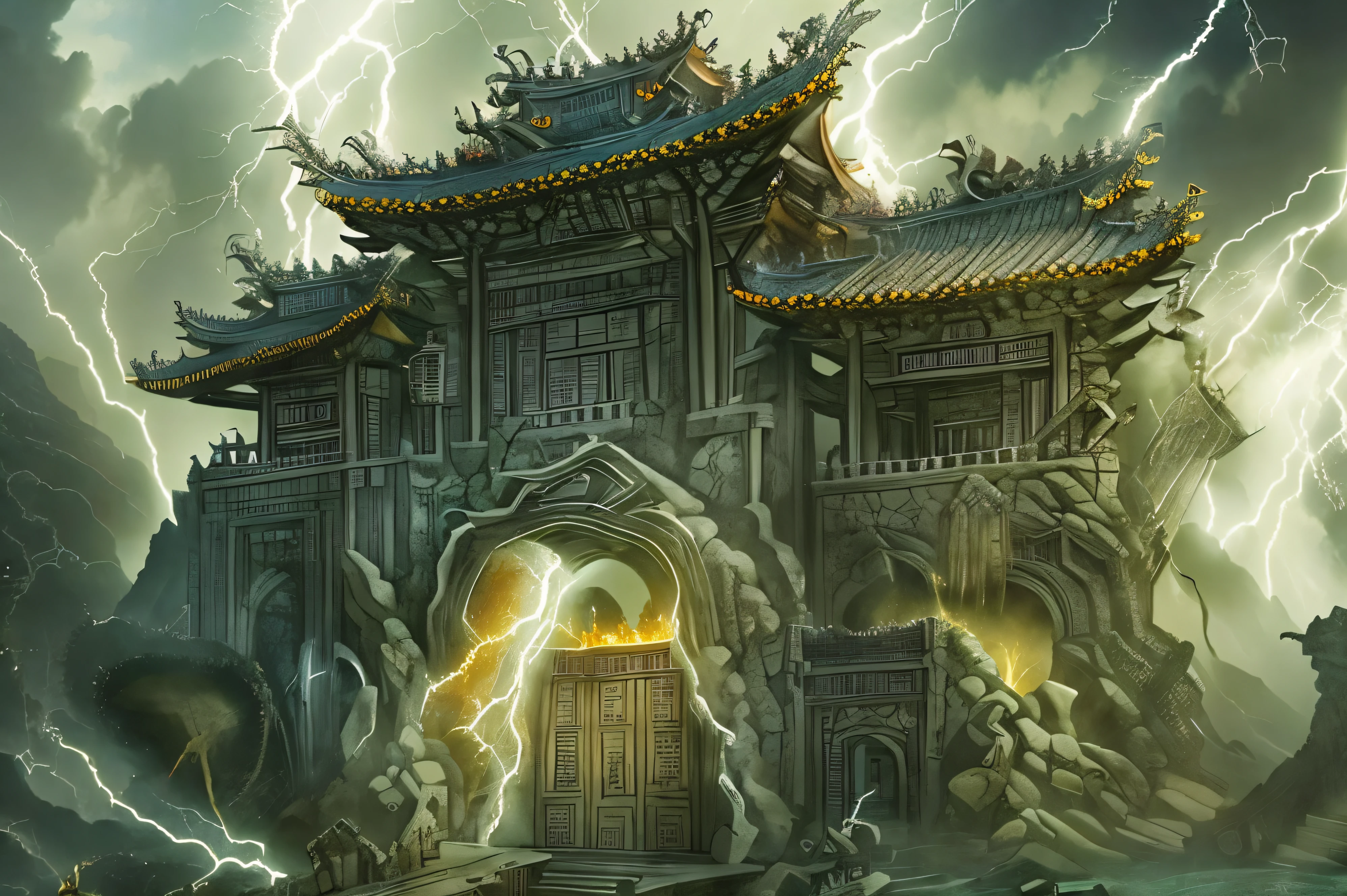 Charged flashing,Thunder roared,The mountain seems to have collapsed。 Xianfu Shimen,Opens from the middle with a bang.