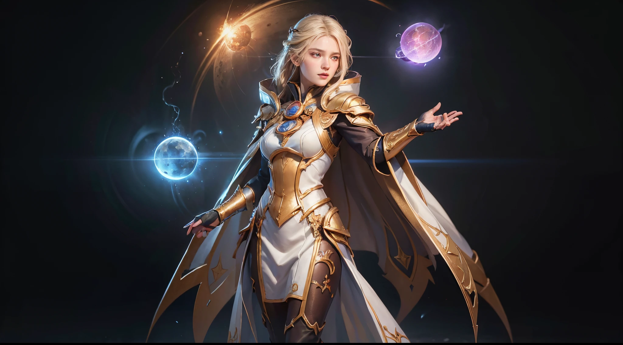 a close up of a woman in a costume with a cape,invoker dota 2 painted in the style arcane, human :: sorceress, epic mage girl character, female mage!, beautiful celestial mage, arcane art style, /!\ the sorceress, sorceress, a beautiful sorceress, (triple orbs: fire orb, water orb, dark orb) ,(masterpiece, best quality:1.2),(8k,highres,RAW photo,realistic,photo-realistic:1.3),(detailed skin texture,detailed cloth texture,beautiful detailed face:1.25),professional lighting,photon mapping,beautiful soft light,radiosity,physically-based rendering,model shoot style, model shoot style, (extremely detailed CG unity 8k wallpaper), full shot body photo of the most beautiful artwork in the world, complex 3d render ultra detailed, looking at viewer, 18 yo, wet hair, real human skin, vibrant details, hyperrealistic, beautiful, octane render, 8k, best quality, masterpiece, an extremely delicate and beautiful, extremely detailed ,CG ,unity ,wallpaper, (realistic, photo-realistic:1.37),Amazing, finely detail, masterpiece,best quality,official art, extremely detailed CG unity 8k wallpaper ,extreme detailed eyes, (perfect face), shiny skin, colorful, highest detailed, vibrant colors, ultra high res, (high contrast), intric