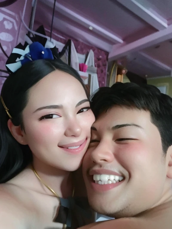 they are two people that are smiling and hugging each other, in love selfie, selfie photo, selfie, happy couple, leaked photo, low quality photo, very very low quality picture, lovely couple, with funny feeling, pov photo, kissing together cutely, selfie shot straight on angle, scandy and arender, 8k selfie photograph, roomies