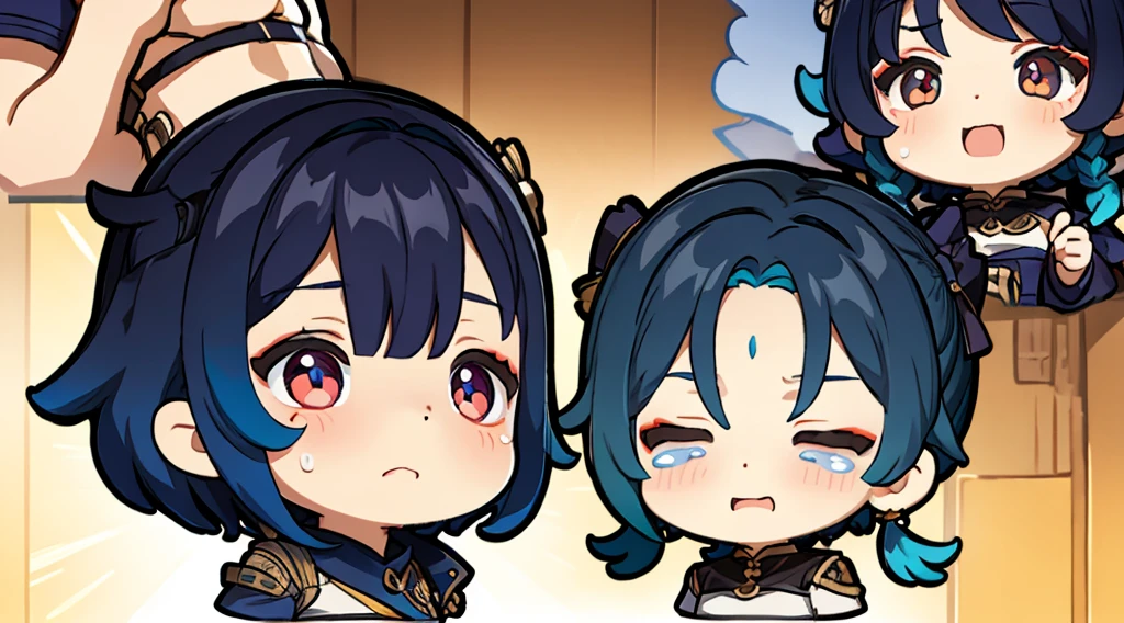 chibi, upper body, big head, cry, character traits