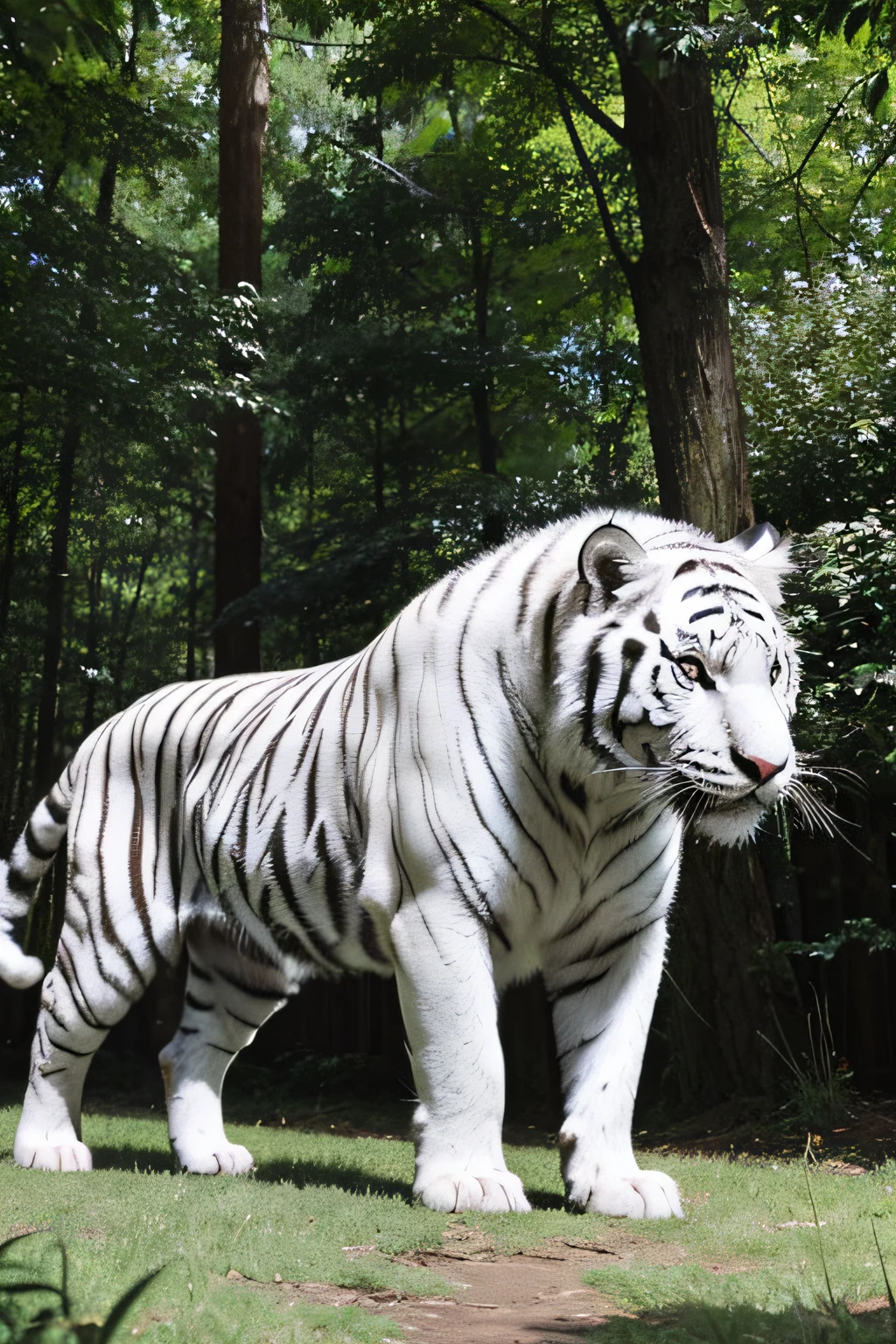 Huge white tiger,at a forest