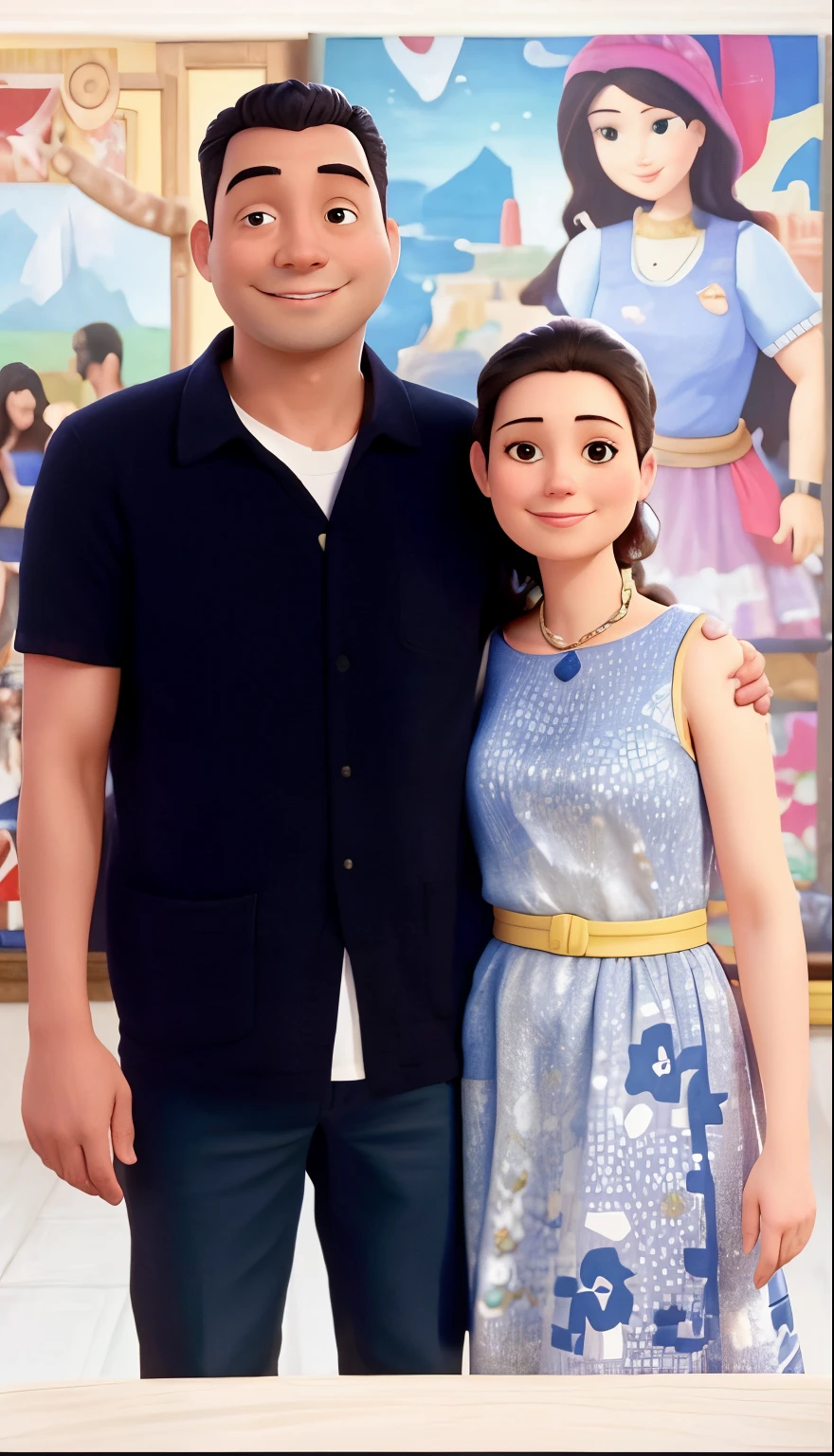 arafed man and woman standing in front of a painting, with her long, momma and papa, wpol and sarasti, couple, john jude palencar, tyler edlin and natasha tan, lovely couple, 3 0 years woman, happy couple, viral photo, leaked photo, by Elaine Duillo, scandy and arender, facebook
