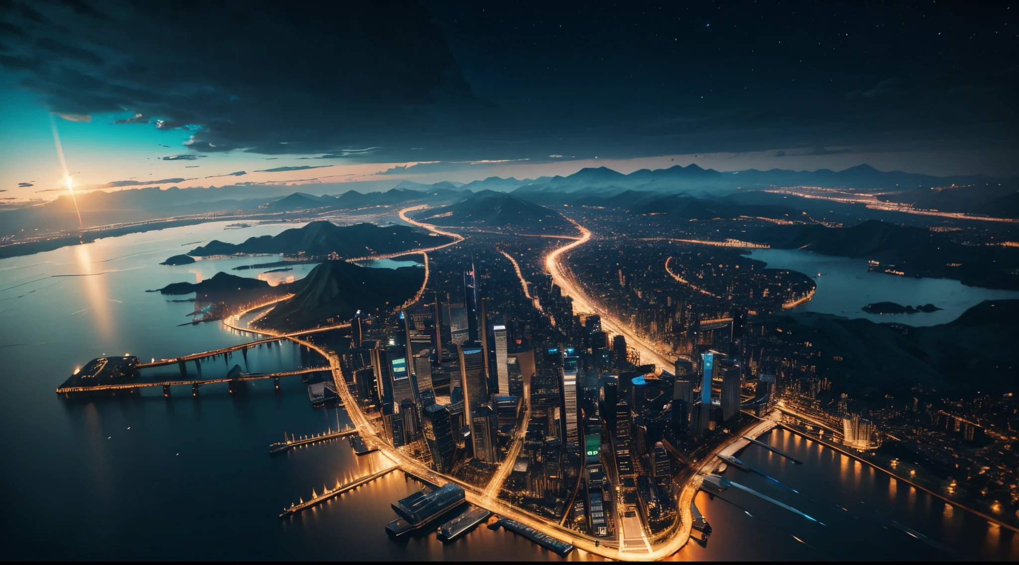{panoramic, wide angle, A very violent monster destroying a city, beautiful and wild cosmos is seen from the flying camera view, midnight background}, photorealistic, cinema 4d, , polished, beautiful, colorful, intricate, eldritch, ethereal, vibrant, vray, nvdia ray tracing, cryengine, magical, 4k, 8k, masterpiece, crystal,