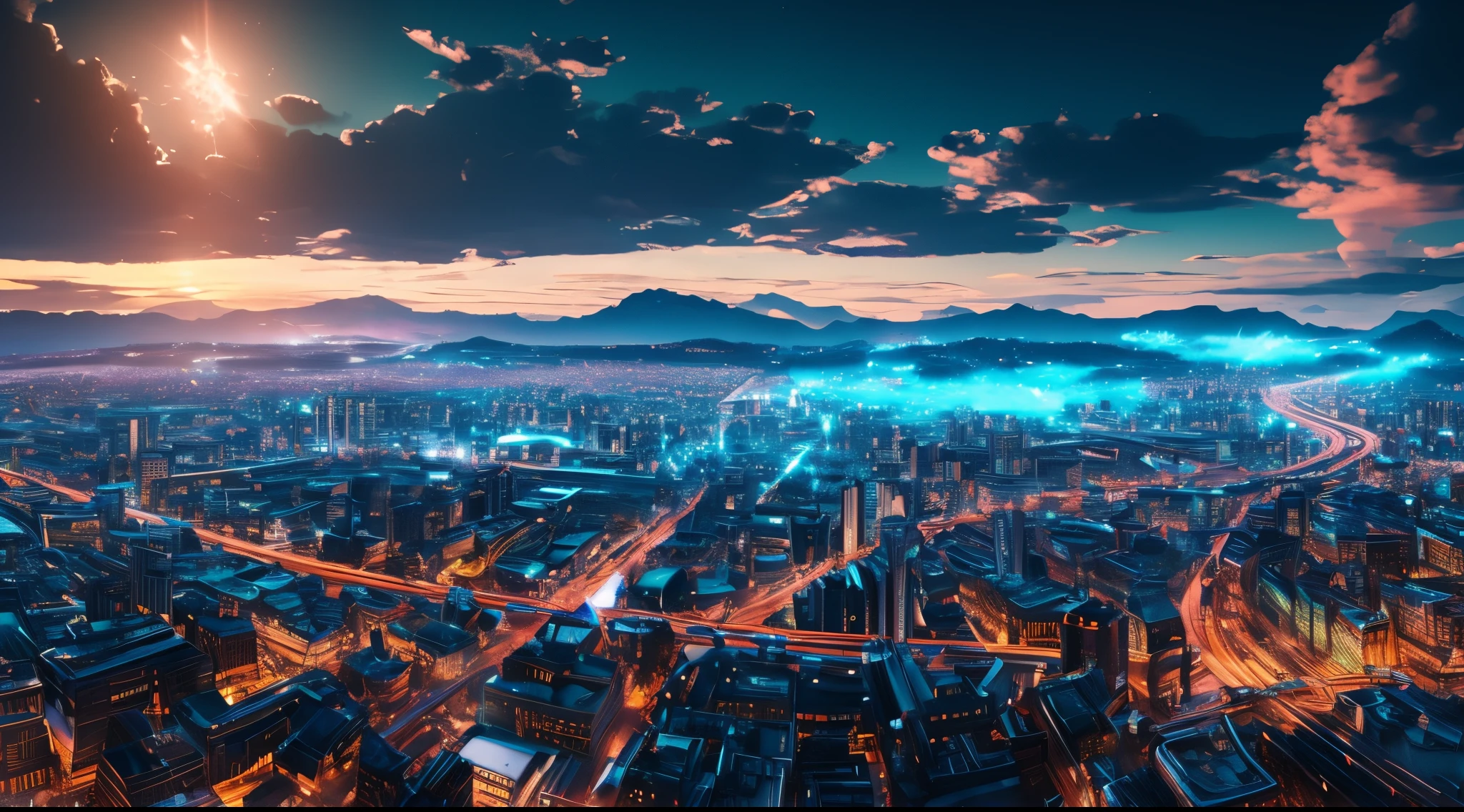 {panoramic, wide angle, A very violent monster destroying a city, beautiful and wild cosmos is seen from the flying camera view, midnight background}, photorealistic, cinema 4d, , polished, beautiful, colorful, intricate, eldritch, ethereal, vibrant, vray, nvdia ray tracing, cryengine, magical, 4k, 8k, masterpiece, crystal,