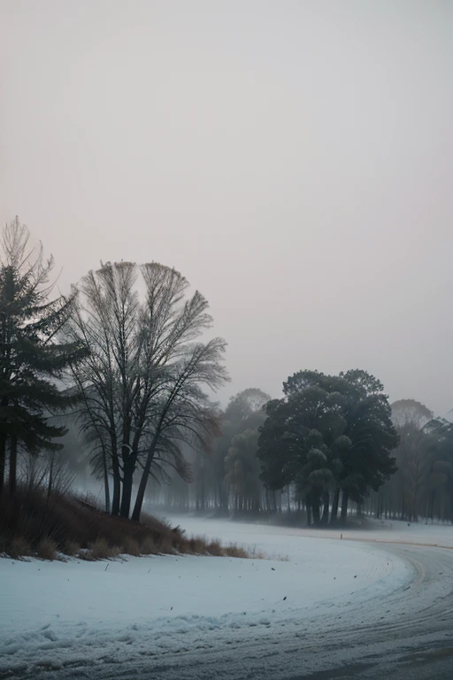 trees on a misty winter morning