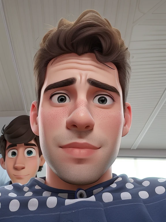 there is a man in a polka dot shirt looking at the camera, Homem de 20 anos, (20 anos), 20 anos, Homens de 420 anos, Fotografia selfie 8k, Homem de 25 anos, 325 anos, 25 anos, selfie de um homem, 20 anos, 25 anos