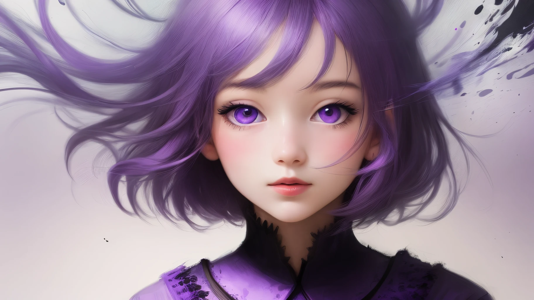 A girl in abstract purple