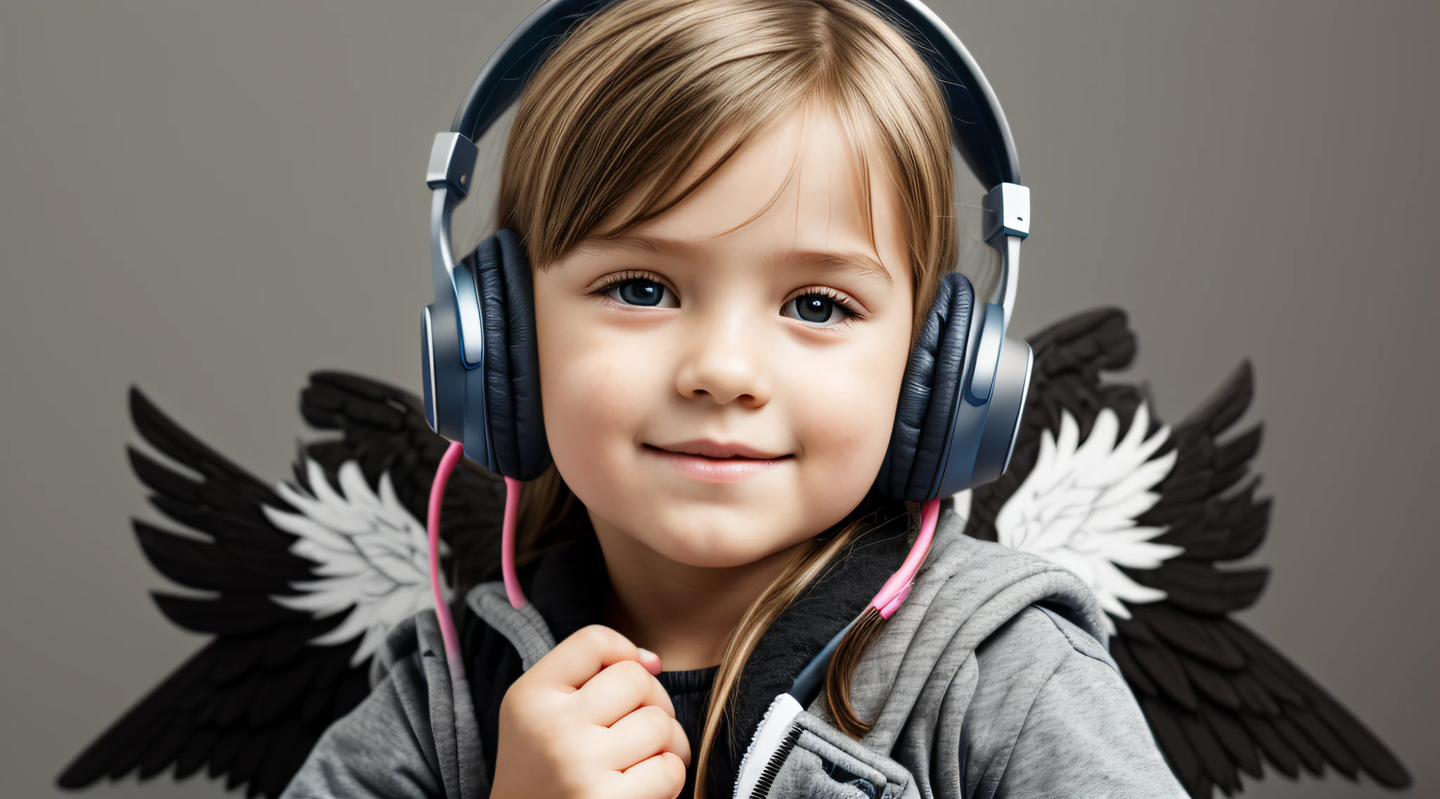 Cds , CHILD GIRL BLONDE LONG HAIR, Headphone, fundo roxo,